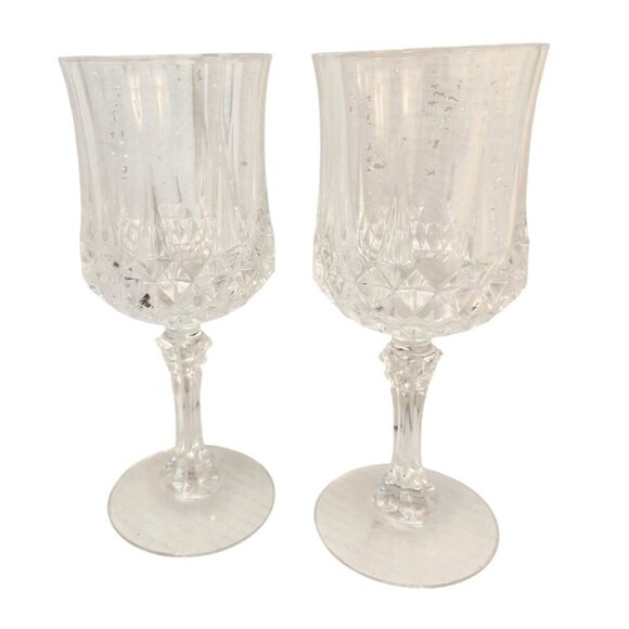 Vintage Crystal Wine Goblets Set Of 2 Elegant Glassware " Cristal d'Arques Wine - Picture 2 of 9